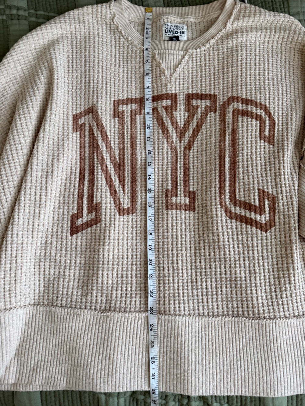 American Eagle Outfitters Big Hug Crew Neck Waffle NYC Sweatshirt - Picture 6 of 10